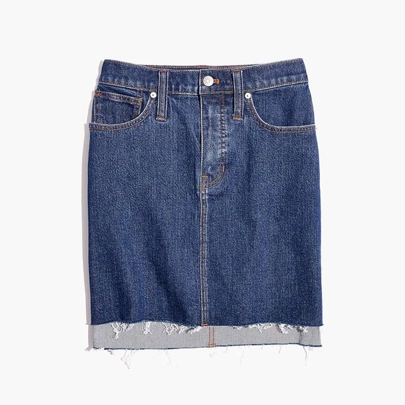 Madewell Skirt Denim Jean Mini Stretch Raw Step-Hem Edition Preppy Sz 24 #J2735 - Picture 3 of 13